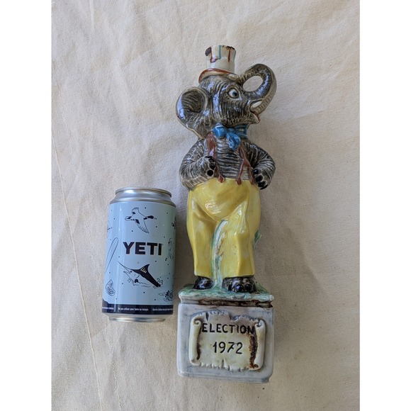 1972 Election Republican Elephant Decanter Hand Painted Italy GOP 11 In